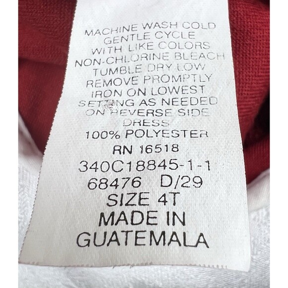 Vtg Piccolo Christmas Dress Girls 4T Red Velvet w/Lace Collar Festive Holiday - Picture 11 of 11